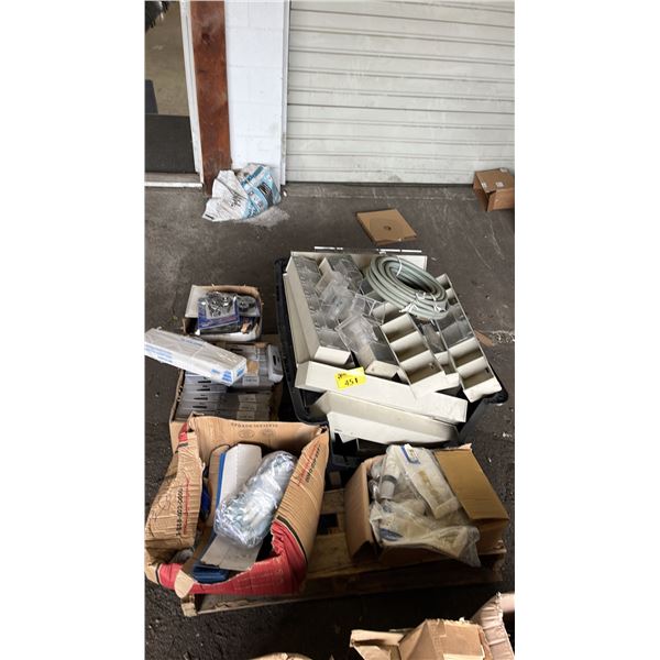 PALLET OF SORTING STORAGE BINS, WORK GLOVES, WESTWARD 5 PC. HEX DIE RETHREADING SETS & MORE *MUST