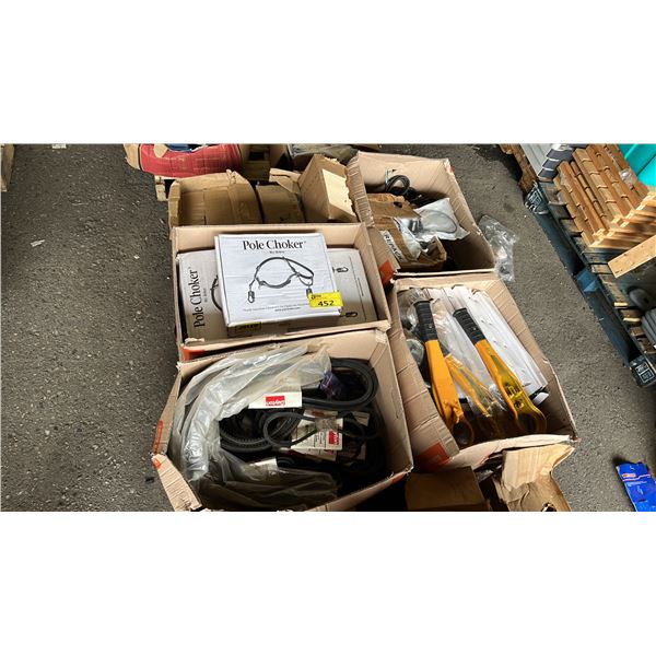PALLET OF POLE CHOKERS, PREMIUM V-BELTS, CHAIN HOIST LEVER ASSEMBLIES & MORE *MUST TAKE ALL*