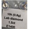 Image 2 : 14K(0.8G), COLOR LAB DIAMOND (1.5CT) EARRING, SUGGESTED RETAIL VALUE $2800