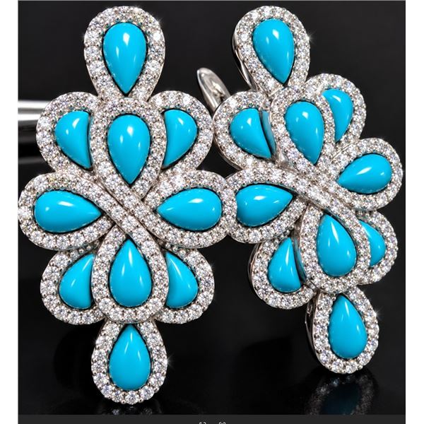 SILVER(10.8G), SLEEPING BEAUTY TURQUOISE EARRING, SUGGESTED RETAIL VALUE $800