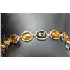 Image 1 : SILVER(10.9G), AMBER BRACELET 7", SUGGESTED RETAIL VALUE $700