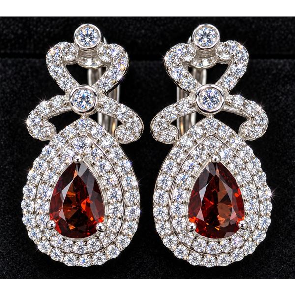 SILVER(4.8G), GARNET (APP 1CT) EARRING, SUGGESTED RETAIL VALUE $360