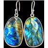 Image 1 : SILVER(6.8G), LABRADORITE (APP 24CT) EARRING, SUGGESTED RETAIL VALUE $240