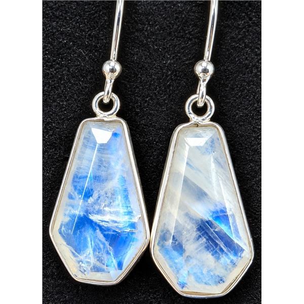 SILVER(3.4G), MOONSTONE (12CT) EARRING, SUGGESTED RETAIL VALUE $240