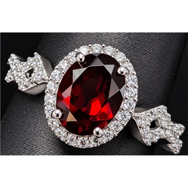 SILVER(3.2G), GARNET (1CT) RING, SUGGESTED RETAIL VALUE $240
