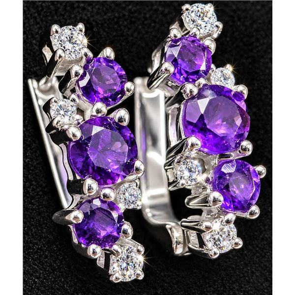 SILVER(3.3G), AMETHYST (APP 0.8CT) EARRING, SUGGESTED RETAIL VALUE $220