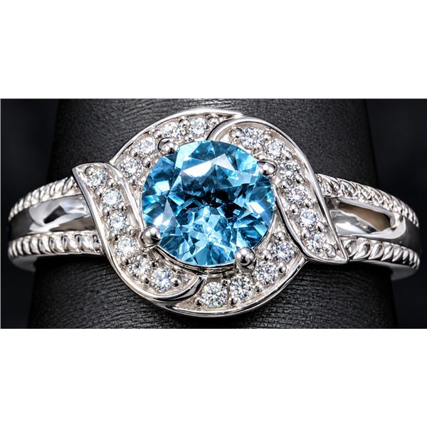 SILVER(3.1G), BLUE TOPAZ (1CT) RING, SUGGESTED RETAIL VALUE $220