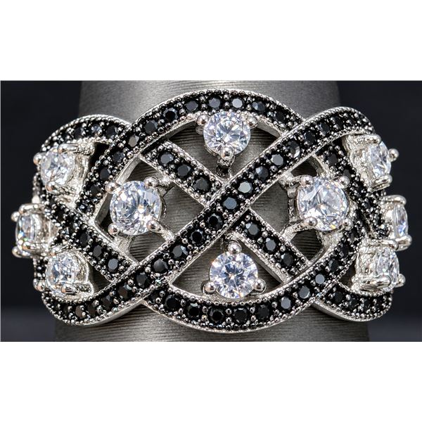 SILVER(4.7G), BLACK ONYX AND CZ RING  SUGGESTED RETAIL VALUE $200