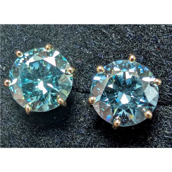 14K(0.75G),  BLUE LAB DIAMOND (1.82CT) EARRING, SUGGESTED RETAIL VALUE $2800