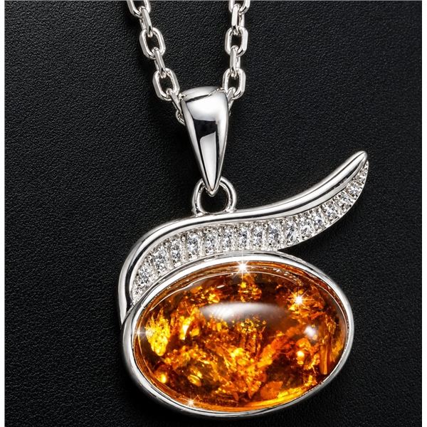 SILVER(4.02G),  AMBER NECKLACE 16-18", SUGGESTED RETAIL VALUE $240