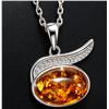 Image 1 : SILVER(4.02G),  AMBER NECKLACE 16-18", SUGGESTED RETAIL VALUE $240