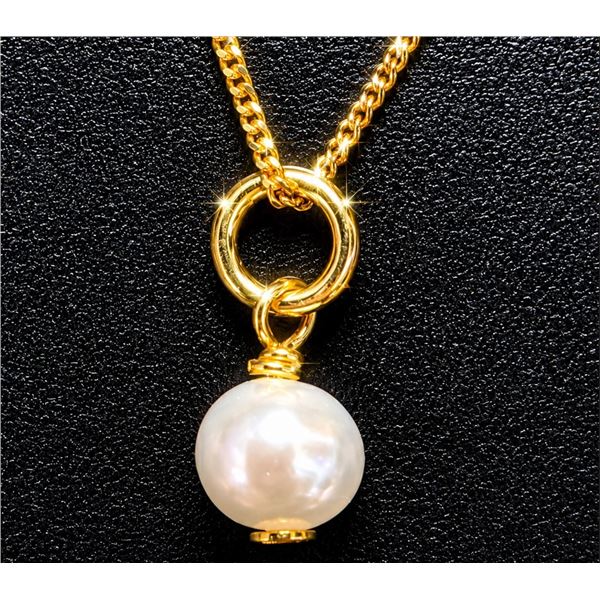 SILVER GENUINE FRESH WATER PEARL NECKLACE 16"