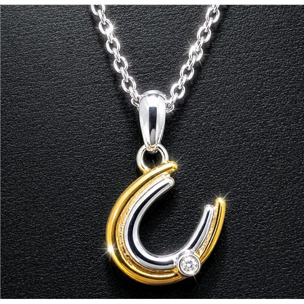 SILVER(2.35G),  DIAMOND (0.01CT) NECKLACE 15-16" SUGGESTED RETAIL VALUE $200
