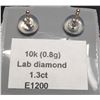 Image 2 : 10K(0.8G), LAB DIAMOND (1.3CT)EARRING, SUGGESTED RETAIL VALUE $2400