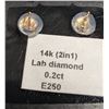 Image 3 : 14KLAB DIAMOND 2IN1 (0.2CT)EARRING, SUGGESTED RETAIL VALUE $500