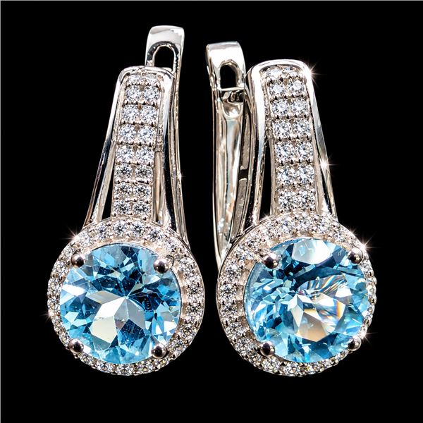 SILVER(4.85G), BLUE TOPAZ (1.5CT)EARRING, SUGGESTED RETAIL VALUE $400