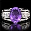 Image 1 : SILVER(3.55G), AMETHYST CZ (1.5CT)RING, SIZE 5.5, SUGGESTED RETAIL VALUE $280