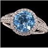 Image 1 : SILVER(3.22G), BLUE TOPAZ CZ (1.5CT)RING, SIZE 7, SUGGESTED RETAIL VALUE $260