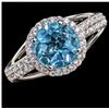 Image 2 : SILVER(3.22G), BLUE TOPAZ CZ (1.5CT)RING, SIZE 7, SUGGESTED RETAIL VALUE $260