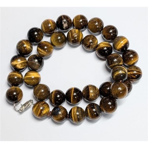 GENUINE TIGER EYE (240CT)NECKLACE 16", SUGGESTED RETAIL VALUE $240