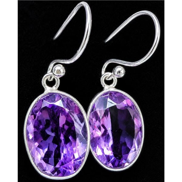 SILVER(3.3G),  AMETHYST (12CT) EARRING, SUGGESTED RETAIL VALUE $240
