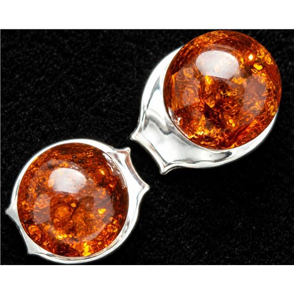 SILVER AMBER EARRING