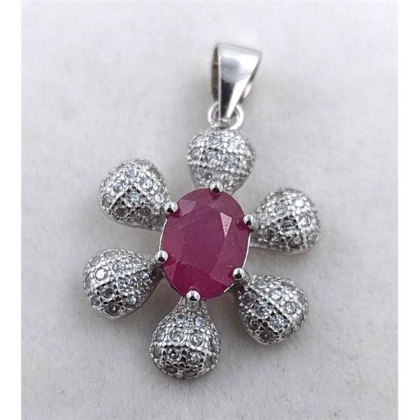 2.5 CT CERTIFIED SILVER RUBY GEMSTONE PENDANT ($1,772 APPRAISAL)