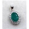 Image 1 : 1 CT CERTIFIED SILVER EMERALD GEMSTONE PENDANT ($3,900 APPRAISAL)
