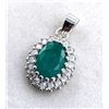 Image 2 : 1 CT CERTIFIED SILVER EMERALD GEMSTONE PENDANT ($3,900 APPRAISAL)