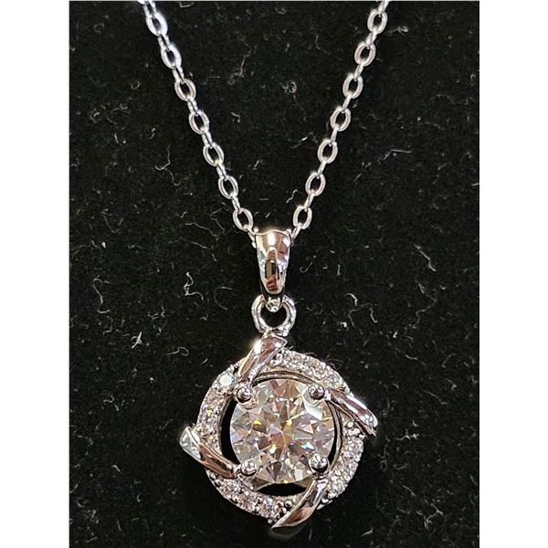 *NEW* .925 SILVER 1CT MOISSANITE LAB DIAMOND NECKLACE: 16" - 18" LONG