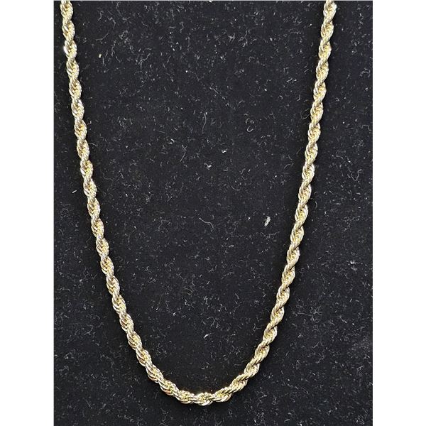 *NEW* 14K GOLD PLATE 4MM TWISTED ROPE NECKLACE: 23.5" LONG