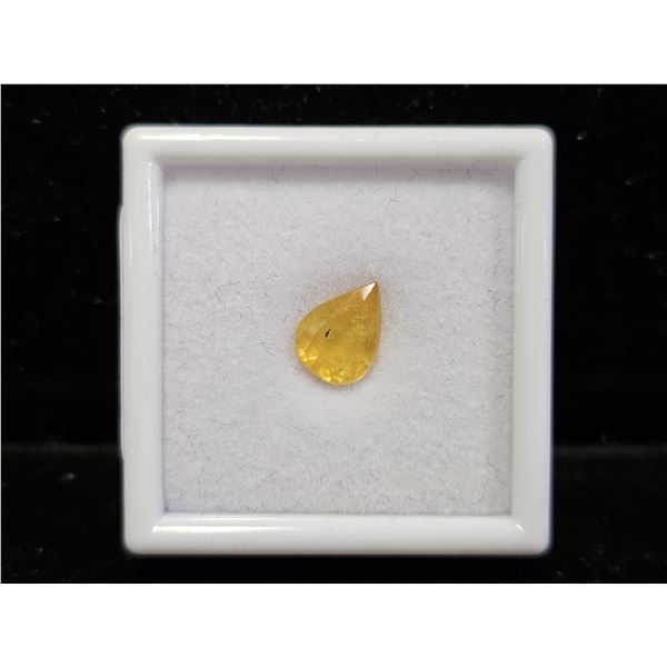 3.7CT PEAR CUT UNTREATED NATURAL YELLOW SAPPHIRE: 8MM X 10.6MM