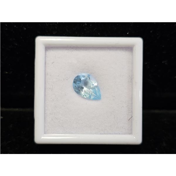 4.6CT PEAR CUT UNTREATED NATURAL SWISS BLUE TOPAZ: 8.9MM X 12.8MM