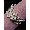 Image 2 : 10KT WHITE GOLD DIAMOND BUTTERFLY & LEAF DESIGN BAND RING: SIZE 6.75