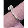 Image 2 : 14KT WHITE GOLD RING SET WITH OVAL CUT MOISSANITE LAB DIAMOND WITH POUCH: SIZE 8