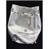 Image 3 : 14KT WHITE GOLD RING SET WITH OVAL CUT MOISSANITE LAB DIAMOND WITH POUCH: SIZE 8