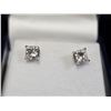 Image 1 : PAIR OF 14KT WHITE GOLD PRINCESS CUT MOISSANITE LAB DIAMOND EARRINGS