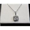Image 2 : .925 STERLING SILVER SQUARE CUT CUBIC ZIRCONIA HALO PENDANT & EARRINGS SET