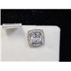 Image 3 : .925 STERLING SILVER SQUARE CUT CUBIC ZIRCONIA HALO PENDANT & EARRINGS SET