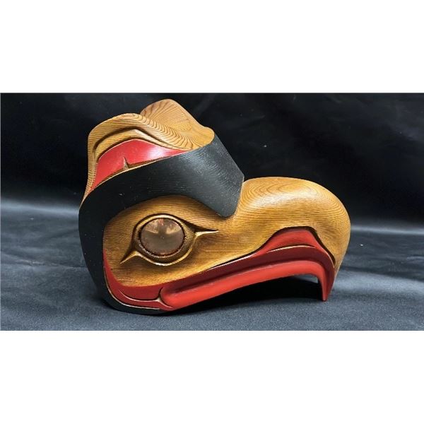 NORTHWEST COAST FIRST NATIONS CARVED & PAINTED WOOD EAGLE MASK: SIGNED BY DOUG C. TERRICO, 07/15