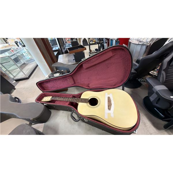 JAGUAR JWA200E ACOUSTIC GUITAR WITH HARD CASE (NO STRINGS, NO TUNING KNOBS, NO BRIDGE)