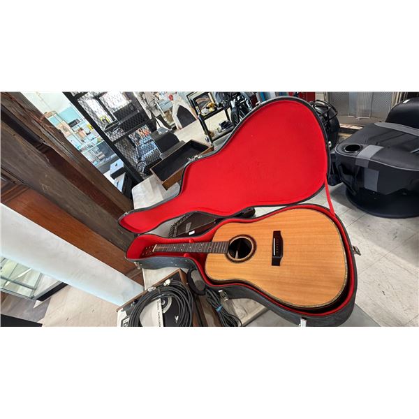 ACOUSTIC GUITAR WITH HARD CASE (NO STRINGS, NO TUNING KNOBS)