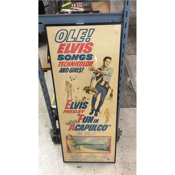 VINTAGE FRAMED POSTER ELVIS PRESLEY "FUN IN ACAPULCO"