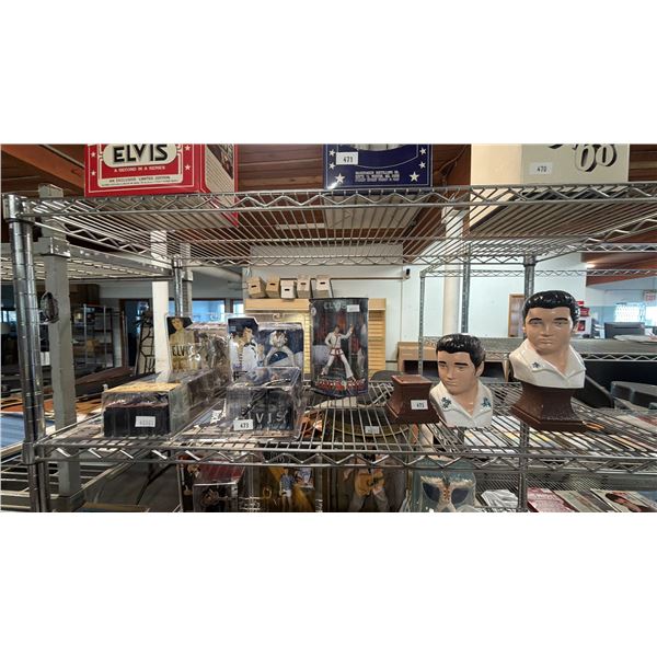 SHELF OF ASSORTED ELVIS PRESLEY COLLECTIBLE FIGURES