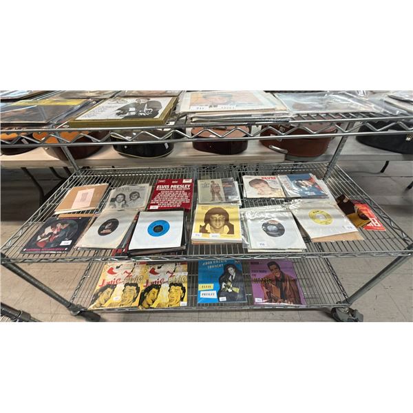 SHELF OF ASSORTED  45 RPM VINYL RECORDS