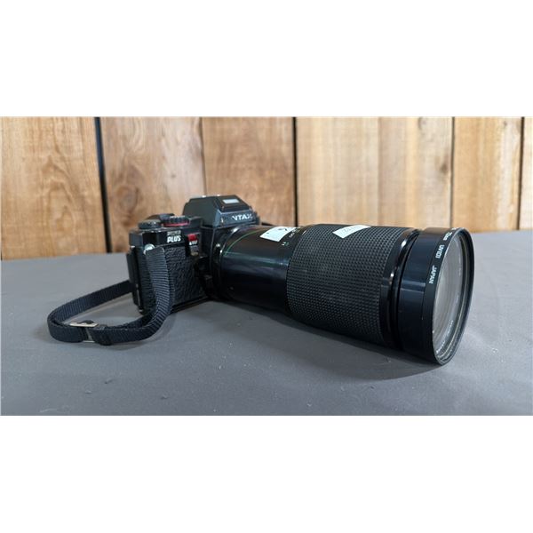 VINTAGE PENTAX PROGRAM PLUS FILM CAMERA WITH VIVITAR 28-200MM LENS