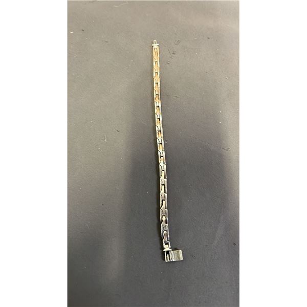 .925 SILVER ARTICULATED HALF-MOON LINK BRACELET: 29 GRAMS