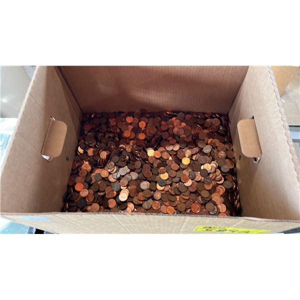 BOX OF APPROX. 22KG OF ASSORTED PENNIES