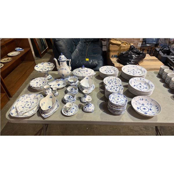 70+ PIECES OF VINTAGE ROYAL COPENHAGEN BLUE FLUTED PLAIN CHINA