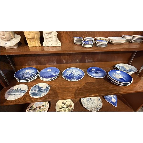 SHELF OF ASSORTED BING & GRONDAHL & ROYAL COPHENHAGEN COLLECTOR PLATES